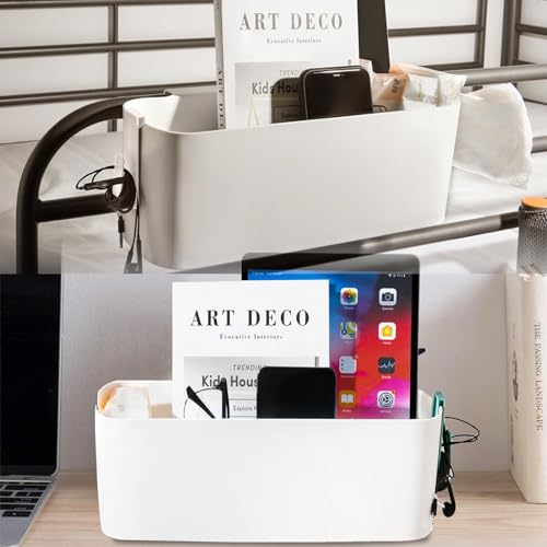 Cestas de Almacenamiento Cama Colgando, Organizador de Cama Colgante con Ganchos, Caja de Almacenamiento con Ganchos, Cesta de Almacenaje, para Oficina, Colegio, Casa, Dormitorio, Litera, Naranja - imagen 2