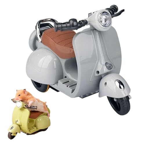 Scooter Toy with Light and Music,Mini Electric Doll Scooter Vehicles Toy Available Funny Doll Accessory,Rotate 360° Cute Plastic Ornaments,Interactive Decor Desktop Ornaments(Gray)