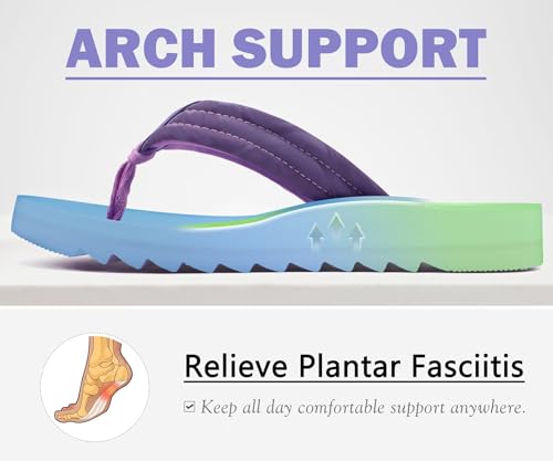 COFACE Womens Arch Support Flip Flops Yoga Mat Comfortable Thick Cushion Walking Thong Sandals Lightweight Slip On Summer Beach Slippers3