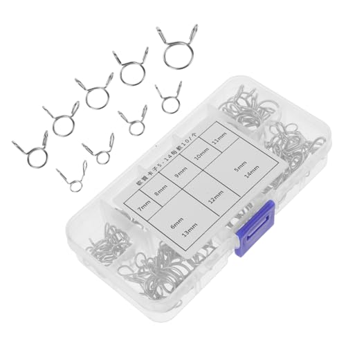Cabilock 100Pcs Elastic Tube Clamps Hose Fastener Clips for Automotive and Motorcycle Line Manganese Spring Design for Secure Hose Connections