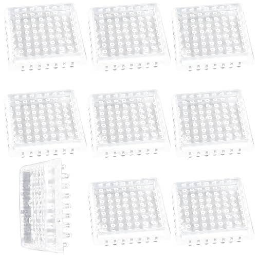suiwotin 8pcs Plastic Carpet Protector, Square Spiked Furniture Caster Cups, Clear Spiked Caster Cups for Chair, Sofa, Table, Cabinet