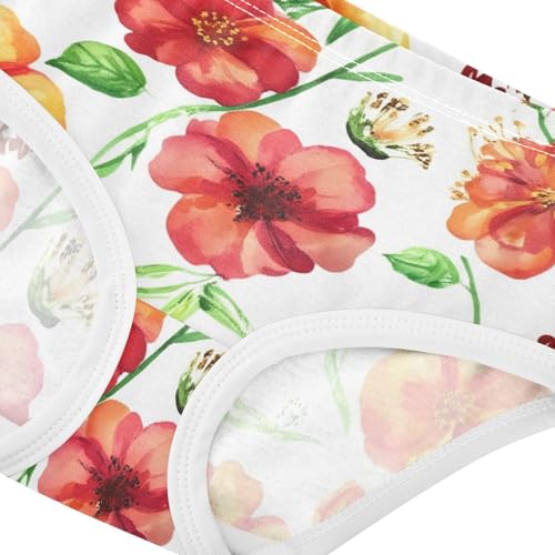 Red Yellow Flowers White Toddler Girls Underwear 2t Cotton Panties Little Girl Animals Briefs Girls Undies4