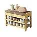 HLY Banco de Zapatos de Bambú de 2 Niveles para Pasillo | Zapatero de Madera Maciza con Cojín de Asiento Extraíble | Zapatero Portátil con Cajón