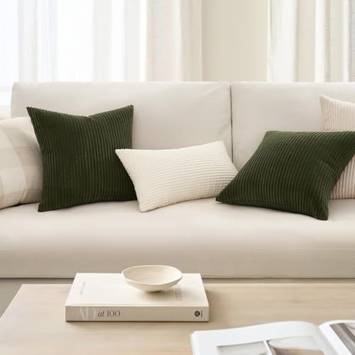 Housse de coussin 40x80 vert olive en velours doux pour dos sensible - 5