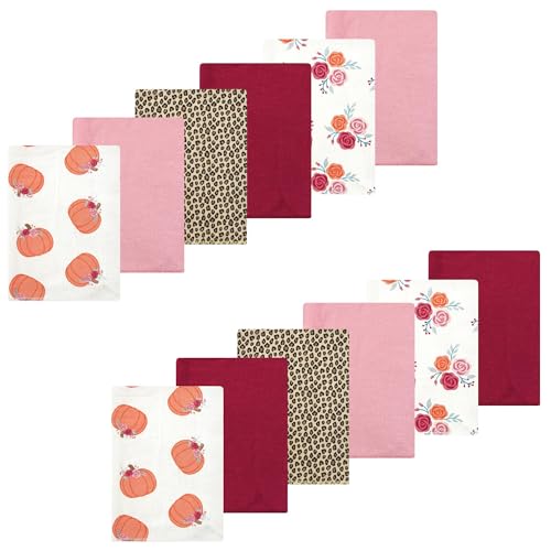 Luvable Friends Hudson Baby Flannel Burp Cloths 12pk, Little Pumpkin