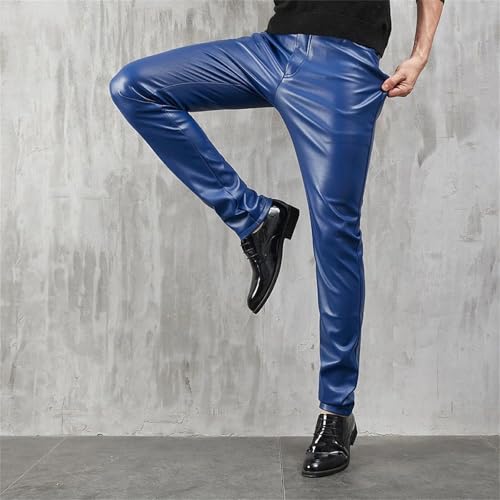 Men's Leather Pants Skinny Fit Stretch Pu Leather Trousers Fashion Party Slim Streetwear Clubwear Casual Pants2