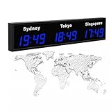 Orologio da parete con fusi orari mondiali, display digitale a LED con fusi orari multipli, impostazioni regolabili per uso aziendale e ufficio globale