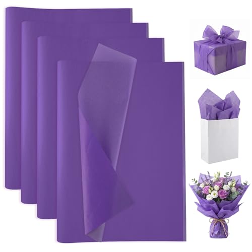 Image of woric 160 Sheets Purple Tissue Paper for Gift Bags, 14 x 20 Inch Gift Wrapping Tissue Paper Bulk for DIY Arts Crafts Wedding Birthday Decorations