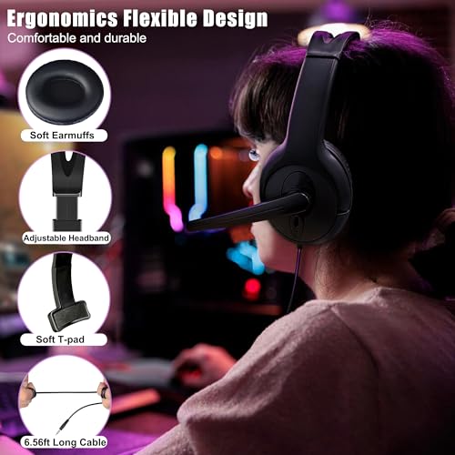 Image of Wired One Ear Headset with Mic, 3.5mm /Type-C /USB Gaming Headset for PS5 /PS4 /Xbox /Switch /PC /iPhone /iPad /Mac /Tablet /Android, Single Ear Game Chat Headphone for Office Business Work Teams Call Center