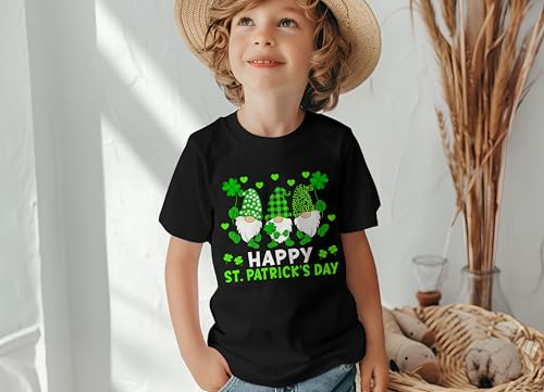 Happy St Patricks Day Three Gnomies Holding Shamrock Leopard Plaid Shirt for Women Girls Men Boys Kids Toddler4