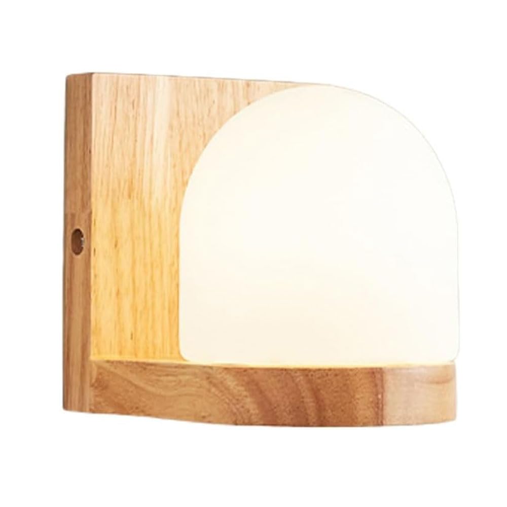 HXYSXHJUO Nordic Farmhouse Style Wood Wall Lamp with Glass Shade, Hardwire Connection Interior Light, G9 Screw Sconce, Bedside Entrance Dining Room Decorative Lighting Fixtures