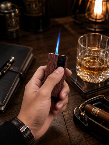 Image of Refillable Butane Cigarette Lighter with Premium Wood Texture Design Pocket Gas Lighter