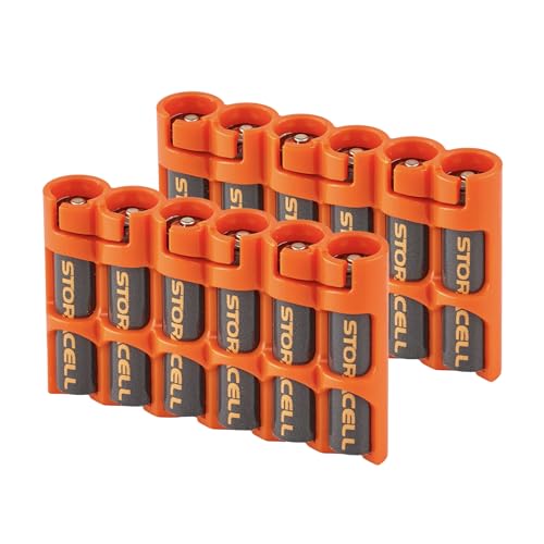 Storacell SLAAAORG Slimline AAA Batterie-Caddy, Orange, für 6 AAA-Batterien, 2 Stück