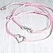 Breast Cancer Awareness Pink Womens Friendship Support Bracelet, Handmade Small Sterling Silver Ribbon Shaped Charm, Adjustable Pull Thread Cord with Silver Bead Ends