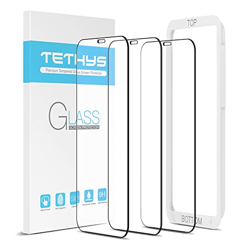 TETHYS Glass Screen Protector Compatible for iPhone 12 / iPhone 12 Pro 2020 6.1 Inch 3 Pack Case Friendly, Edge to Edge Coverage Tempered Glass, Guidance Frame Included