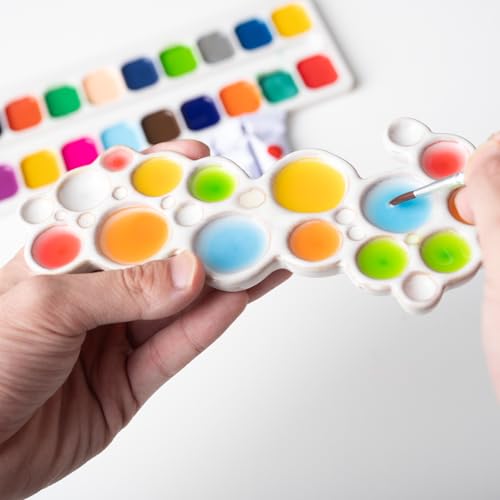 Image of Bubble Ceramic Paint Palette, Ergonomic White Watercolor Mixing Color Tray | Porcelain Palette for Makeup Swatches, Painter Gifts Desktop Jewelry Organization Tray, Paint Mixing & Storage Dish