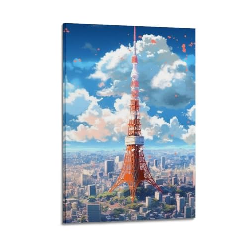 Tour Ciel poster de paysage animé sur toile premium peinture murale fine