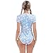 ABAFIP Women's Cute Print Romper Pajama Bodysuit Short Sleeve One Piece Teddy Leotard Top Nightwear Sky Blue XX-Large