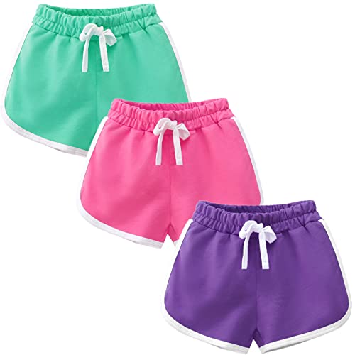 3 Pack Little Big Girls Running Athletic Cotton Shorts Toddler Kids Workout Dance Dolphin Short