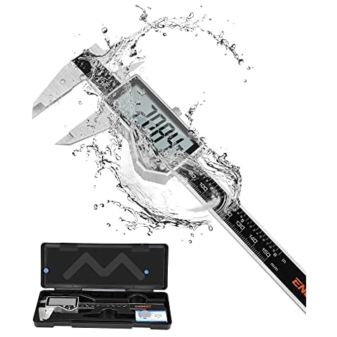 Digital Caliper, ENGiNDOT DC04 IP54 Waterproof Caliper, 150mm Stainless Steel Dustproof Digital Display Caliper, Inch, Millimeter, Fraction, Caliper Digital with LCD Display Cover