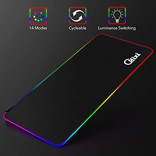 OLLIXIMouse-Pad-Gaming-Tappetino-Mouse-Gaming-RGB-con-14-Effetti-Luce-Tappetino-Mouse-XXL900-X-400-X-4-mm-Superficie-Impermeabile-e-Base-in-Gomma-Antiscivoloper-tabletComputer-PCPS4