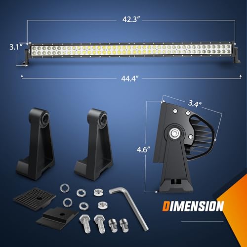 Image of Nilight 42Inch 240W Spot Flood Combo Led Light Bar Off Road Driving Lights Boat Lights Fog Light 12V On /Off 5 Pin Rocker Switch Power 14AWG Wiring Harness Kit-1 Lead for Trucks