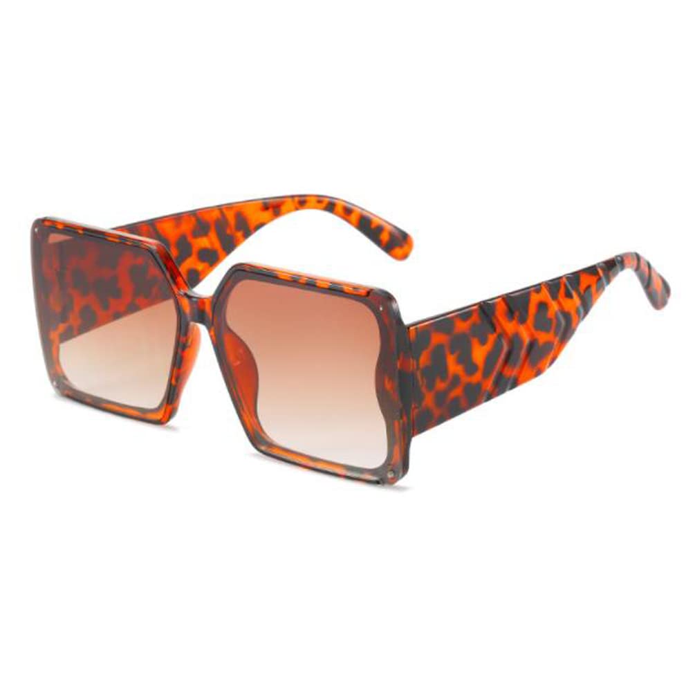 Square Large Frame UV Protection Sunshade for Men and Women Cute Wide Temples Sunglasses Bean Flower Frame Upper