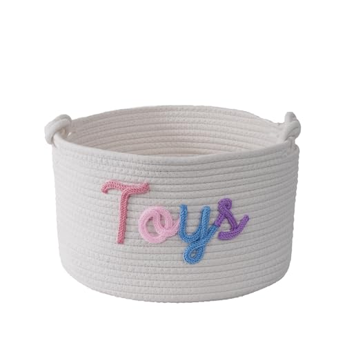 JUOOE Personalized Cotton Rope Baby Gift Basket, Nursery Storage Organizer, Baby Shower Basket with Custom Name