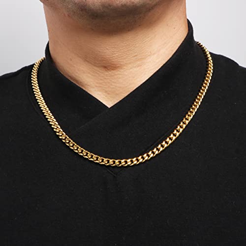 Image of JoycuFF Dad Gifts Birthday Necklace from Daughter Cuban Chain Necklace Father's Day Anniversary Retirement 18K Gold Plated Stainless Steel 6MM Chain Hip Hop Jewelry