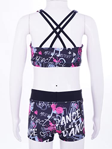Girls Kids Swim/Gymnastics/Ballet/Dance/Sports 2 Pcs Outfit Crop Tanks Top with Booty Shorts Tracksuit4