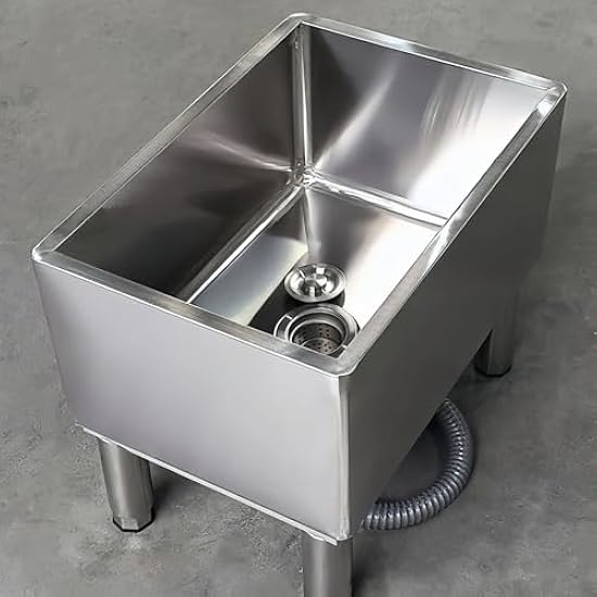 Lavello Da Pavimento In Acciaio Inox 304 - Secchio Per Mocio Con Scarico, Per Interni Ed Esterni