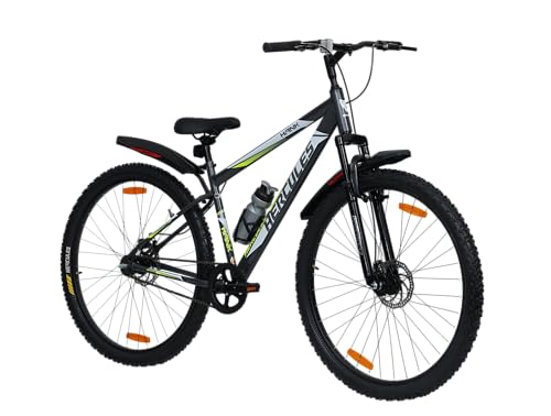 Image of Hercules Hank FX DD 29T Mountain Bicycle for Boys 15+ | Space Grey | Single Speed Bike | 90% Assembled | Water Bottle & Holder | Tool Kit Included | Frame Size 17.5 Inch
