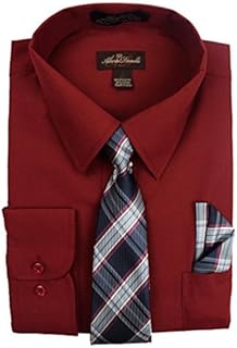 Alberto Danelli - Camisa de manga larga, con corbata y pañuelo a juego, para hombre