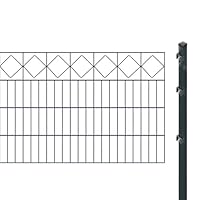 Schmuckzaunset inkl. Pfosten zum Einbetonieren (Höhe: 80 cm, Länge: 4,2 m) | Doppelstabmatten mit Zierleiste 'Karo', Anthrazit | UV- und witterungsbeständig