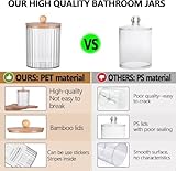LATERN 6Pcs Cotton Pad Holders with Bamboo Lid, 10oz Acrylic Qtip Holder Bathroom Canisters Jar Dispenser Cotton Swab Ball Pad Holder for Vanity, Small Qtip Container with 12Pcs White Labels - Image 4