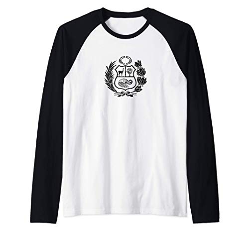 Escudo Peruano Negro Amante de la comida Peruana Camiseta Manga Raglan