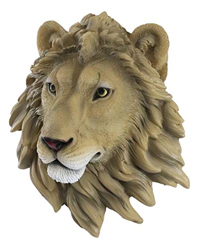 Ebros Simba Safari King Of The Jungle Lion Head Wall Decor Plaque 9.25"Tall Taxidermy Art Sculpture Alpha Pride Lions Hanging Bust Plaques #TOP3