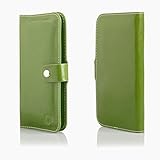 Material: hochwertiges unempfindliches Kunstleder ; Farbe grün; mit praktischen Druckknopf-Verschluss