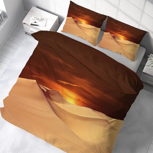 Housse de couette microfibre douce 240x260 fermeture éclair motif désert chaud