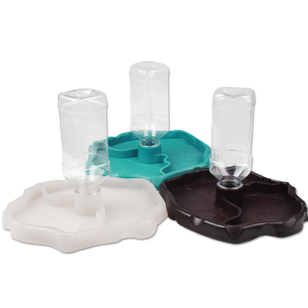 Automatic Reptile Feeders Water Turtle Food and Water Bowl Small Animal Dispenser Bottle for Aquarium Ornament Terrarium Dish Plate Lizards Tortoises or Reptiles (black)