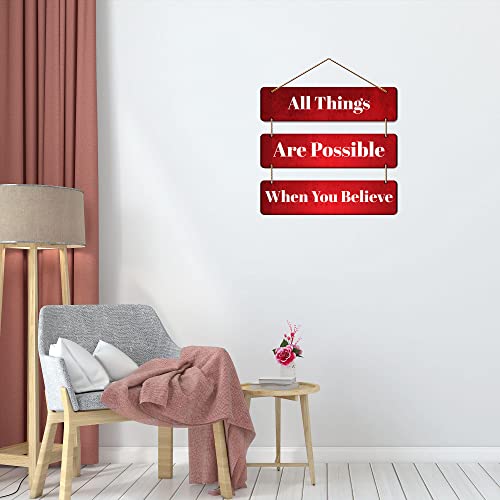 Image of Artvibes All Things Are Possible When You Believe Printed Wooden Wall Hanging | Quotes Decor Item | Motivational Wall Decor | Wall Poster | Gift Items | Office Wall Decoration Items (WH 5309N)