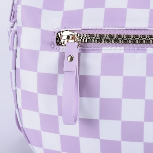 Image of Lushandy Bum Bag Women's Checkered Crossbody Bag Nylon Cross Body Bags Plaid Mom Everyday Purse for Travel (Checkered Purple)