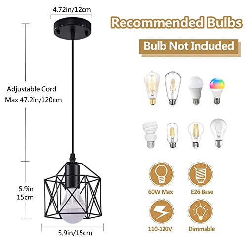 Blackpendantlight2packvintagecagehanginglampfarmhouseindustrialmetalpendantlightingfixturesforkitchenislandbedroomhallway Urban Country Home Decor Black pendant light 2 pack vintage cage hanging lamp farmhouse industrial metal pendant lighting fixtures for kitchen island bedroom hallway urban country home decor