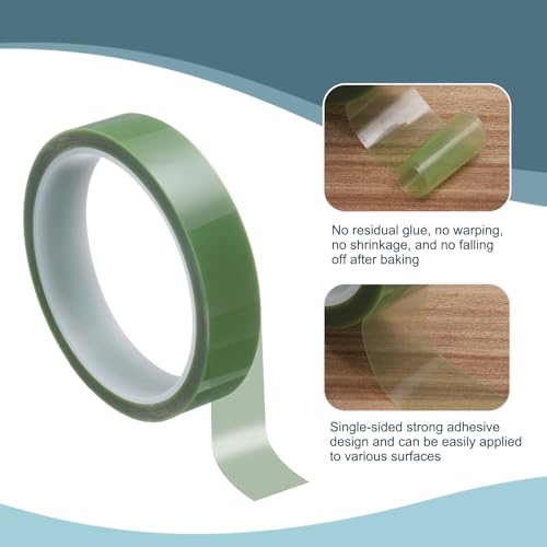 Image of HARFINGTON 2 Rolls High Temperature Masking Tape 4 /5 inch x108ft(20mmx33m) 0.05mm Thick PET Film Silicone Adhesive Heat Resistant Tapes for Heat Press Anodizing Circuit Board, Grass Green