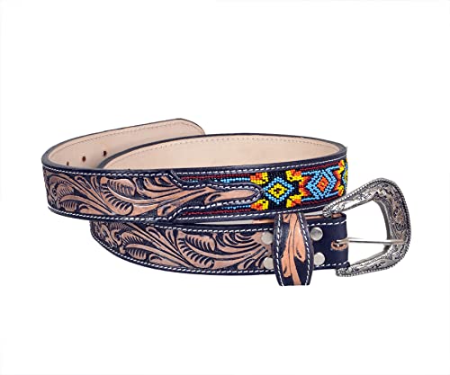 Western Beaded Genuine Leather Belt For Men and Women 30HQ1022