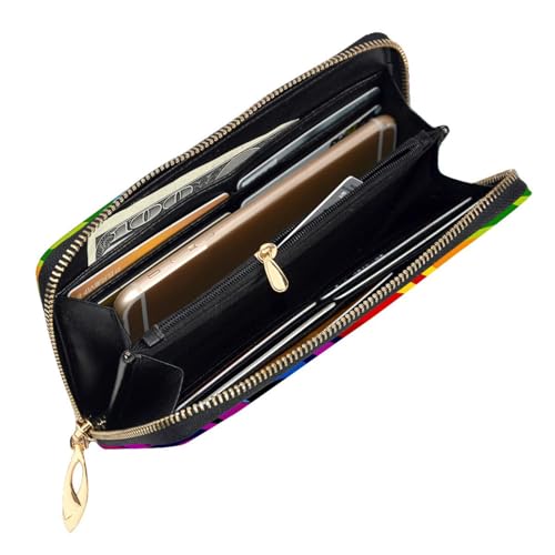 Gay Pride Rainbow Pattern Wallet for Men Women Long Purse Leather Clutch Large Business Handbag Travel Phone Holder Credit Card Holder Money Case with Zipper Leather Wallets Gift4