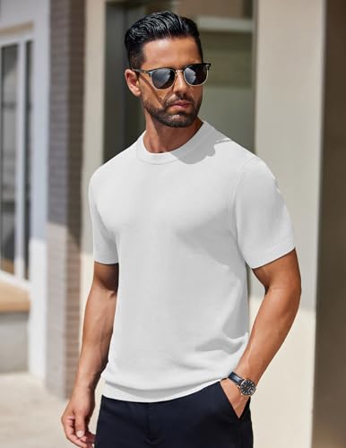 COOFANDY Men's Knit T-Shirts Short Sleeve Crewneck Shirt Casual Textured Pullover Tees3
