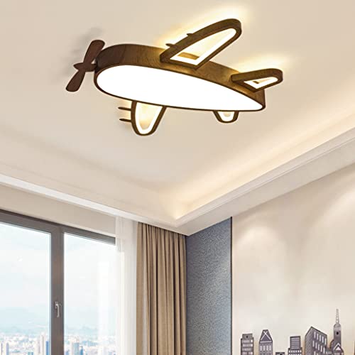 YUPIN Lámpara Techo LED Regulable Con Control Remoto Avión Dibujos Animados Iluminación Techo Para Niños Lámpara Techo Metal Y Acrílico Nursery Boy Dormitorio Luminaria Iluminación Candelabro 52Cm,B Cover