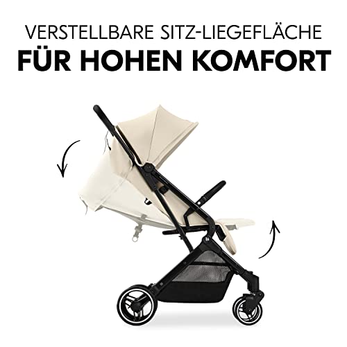 hauck Travel N Care Plus, Vanilla - Reisebuggy für Kinder ab Geburt bis 22 kg mit Liegefunktion & Kopfposter - Leicht (7,2 kg) & Einhändig Faltbar - Selbststehend - UPF 50+ & Netzfenster