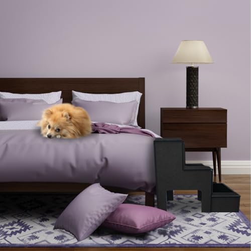 Escada Pet Preta 3 Degraus Com Carpete Antiderrapante Preta Madeira MDF 4mm